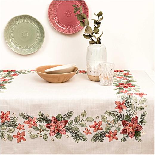 Rico Design - Tischdecke Weihnachtssterne bedruckt