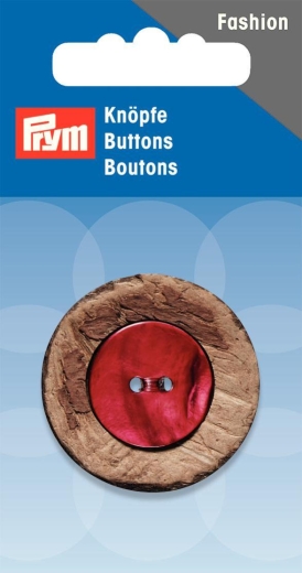 Knopf Kokos/Perlmutt beige/rot Ø 34 mm - Prym (Ausverkauf)