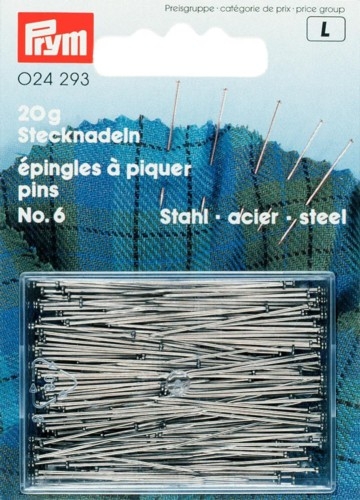 Stecknadeln Stahl silberfarbig 0,60 x 30 mm - Prym 024293