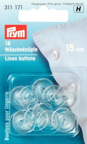 Wäscheknöpfe transparent Ø 15 mm - Prym 311171