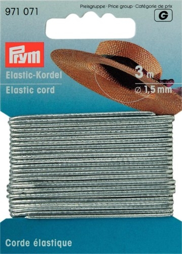 Elastic-Kordel (Hutgummi) 1,5 mm silberfarbig - Prym 971071