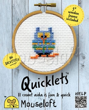 Stickpackung Mouseloft - Quicklets Blue Owl mit Stickring (Ausverkauf)
