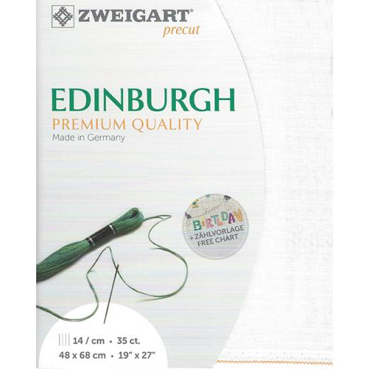 Zweigart Edinburgh Precut 35ct - 48x68 cm Farbe 101 naturweiß