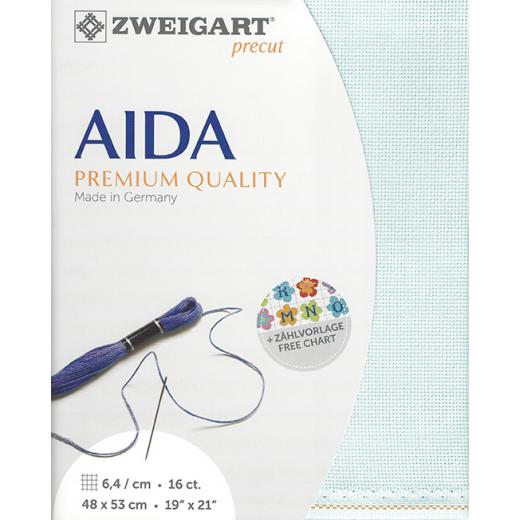 Zweigart Aida 16ct - Farbe 550 hellblau (Precut 48x53 cm)