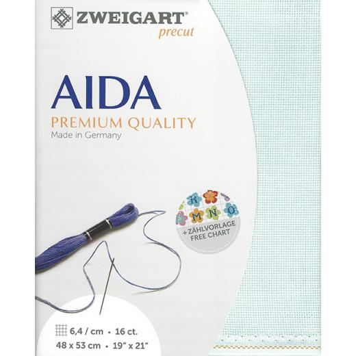 Zweigart Aida Precut 16ct - 48x53 cm Farbe 550 hellblau