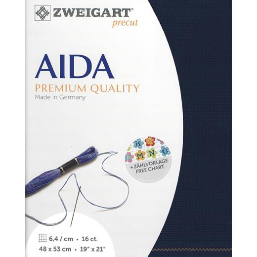 Zweigart Aida 16ct - Farbe 589 dunkelblau (Precut 48x53 cm)