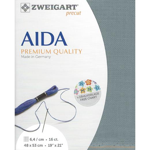 Zweigart Aida 16ct - Farbe 594 taubenblau (Precut 48x53 cm)