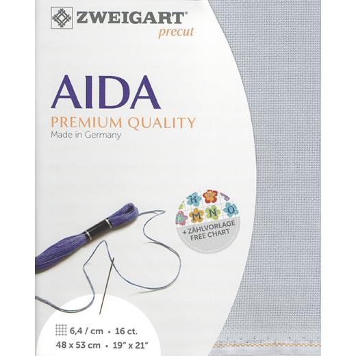 Zweigart Aida 16ct - Farbe 713 mittelgrau (Precut 48x53 cm)