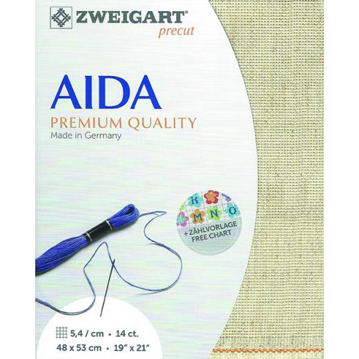 Zweigart Rustico-Aida 14ct - Farbe 54 natur (Precut 48x53 cm)