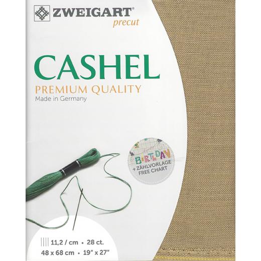 Zweigart Cashel Leinen 28ct - Farbe 326 khaki (Precut 48x68 cm)