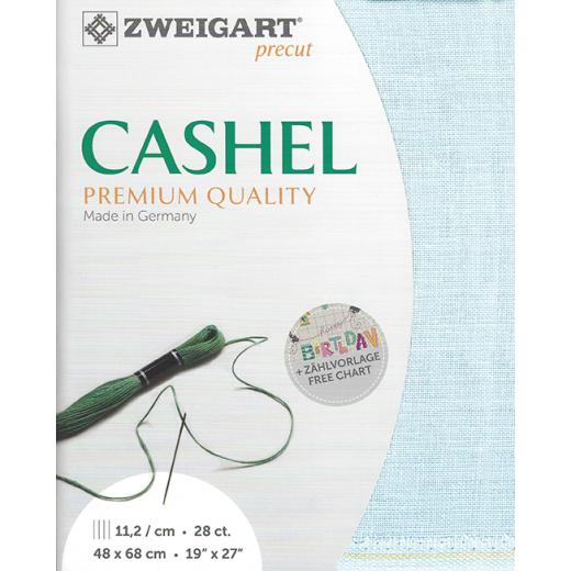 Zweigart Cashel Leinen 28ct - Farbe 562 eisblau (Precut 48x68 cm)