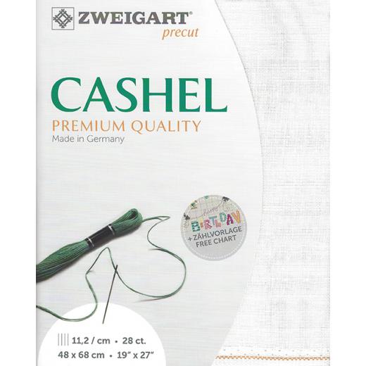 Zweigart Cashel Leinen 28ct - Farbe 100 weiß (Precut 48x68 cm)