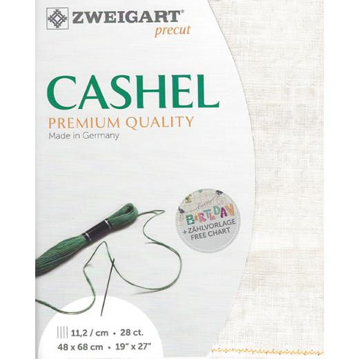 Zweigart Cashel Leinen 28ct - Farbe 1079 vintage grau (Precut 48x68 cm)
