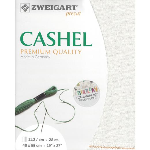 Zweigart Cashel Leinen 28ct - Farbe 1111 rohweiß-iriseé (Precut 48x68 cm)