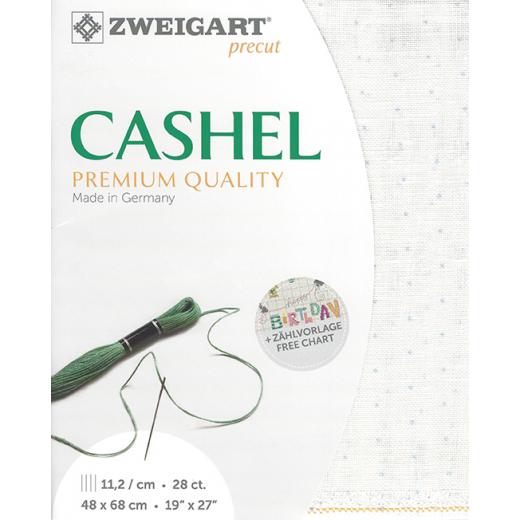 Zweigart Cashel Precut 28ct - 48x68 cm Farbe 1129 Mini Dots weiß-grau