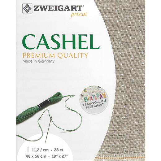 Zweigart Cashel Leinen 28ct - Farbe 1399 Mini Dots (Precut 48x68 cm)
