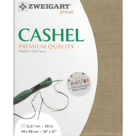 Zweigart Cashel Leinen 28ct - Farbe 323 hellkhaki (Precut 48x68 cm)