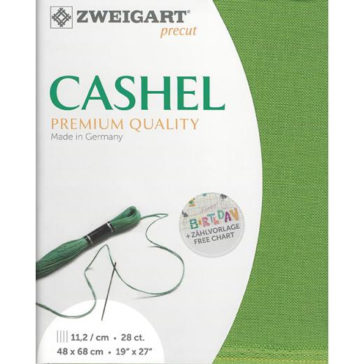 Zweigart Cashel Leinen 28ct - Farbe 6130 grasgrün (Precut 48x68 cm)