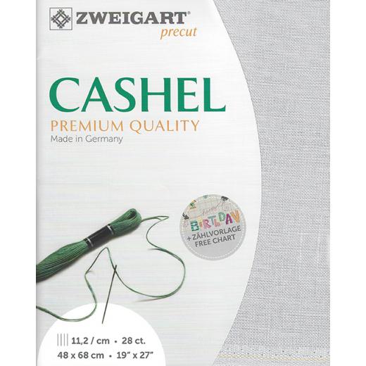 Zweigart Cashel Leinen 28ct - Farbe 705 grau (Precut 48x68 cm)
