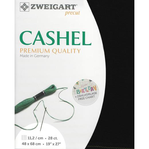 Zweigart Cashel Leinen 28ct - Farbe 720 schwarz (Precut 48x68 cm)