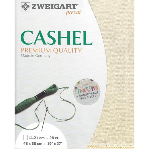 Zweigart Cashel Leinen 28ct - Farbe 770 platin (Precut 48x68 cm)