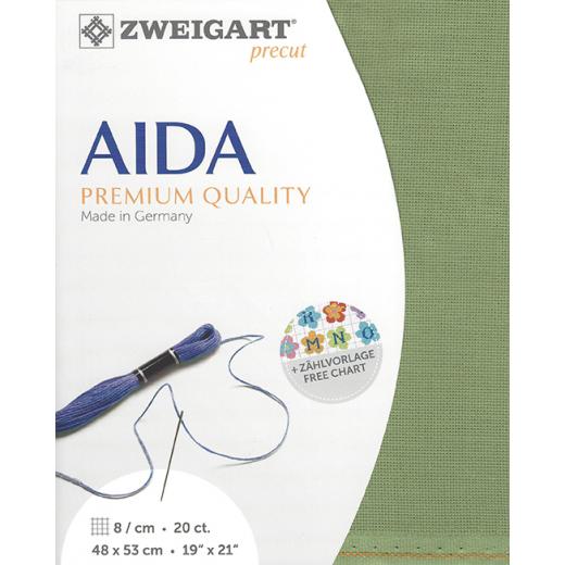Zweigart Aida Extra Fine 20ct - Farbe 6016 moosgrün (Precut 48x53 cm)