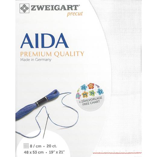 Zweigart Aida Extra Fine 20ct - Farbe 101 naturweiß (Precut 48x53 cm)