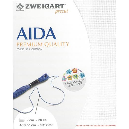 Zweigart Aida Precut 20ct - 48x53 cm Farbe 101 naturweiß