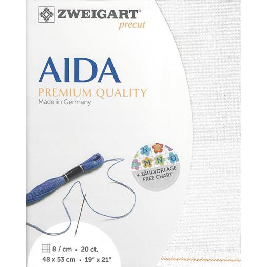 Zweigart Aida Extra Fine 20ct - Farbe 11 weiß iriseé (Precut 48x53 cm)
