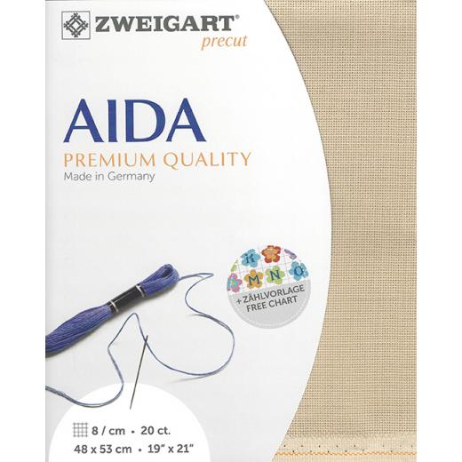 Zweigart Aida Extra Fine 20ct - Farbe 309 beige (Precut 48x53 cm)