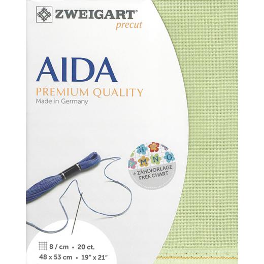 Zweigart Aida Extra Fine 20ct - Farbe 6083 mimosengrün (Precut 48x53 cm)