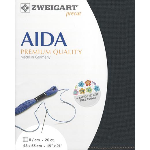 Zweigart Aida Extra Fine 20ct - Farbe 7026 schiefer (Precut 48x53 cm)