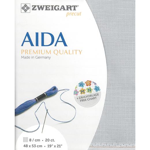 Zweigart Aida Extra Fine 20ct - Farbe 705 silbergrau (Precut 48x53 cm)