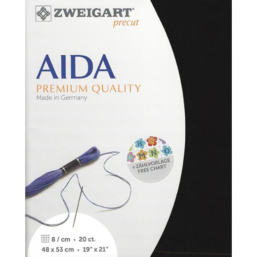 Zweigart Aida Extra Fine 20ct - Farbe 720 schwarz (Precut 48x53 cm)