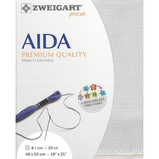 Zweigart Aida Extra Fine 20ct - Farbe 786 zartgrau (Precut 48x53 cm)