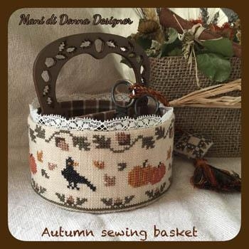 Stickvorlage Mani Di Donna - Autumn Sewing Basket (w/woodenhandle)