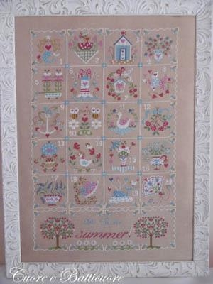 Stickvorlage Cuore E Batticuore - Shabby Summer Calendar