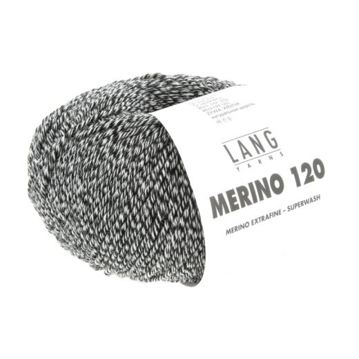 LANG YARNS Merino 120 - schwarz - weiss mouline (0154)