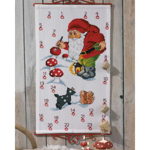 Permin of Copenhagen Stickpackung - Adventskalender Malender Weihnachtsmann