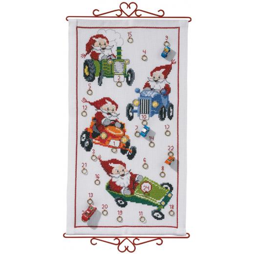 Adventskalender Zwergenautos - Stickpackung Permin