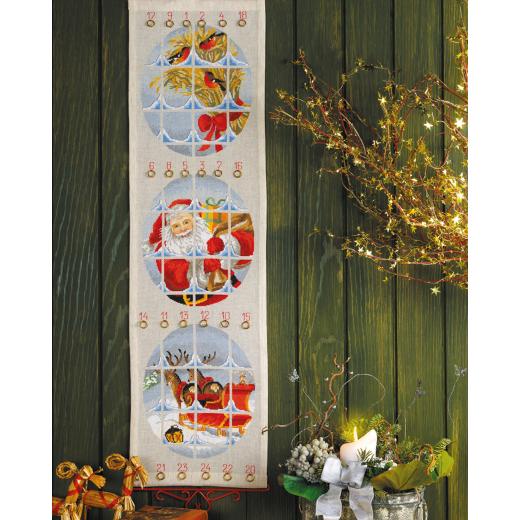 Permin of Copenhagen Stickpackung - Adventskalender Weihnachtsschlitten