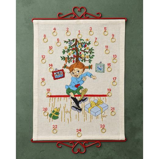 Adventskalender Pippi Langstrumpf unter dem Christbaum - Permin of Copenhagen (Stickpackung)