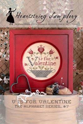 Stickvorlage Heartstring Samplery - V Is For Valentine