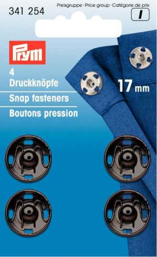 Annäh-Druckknöpfe Ø 17 mm schwarz - Prym 341254