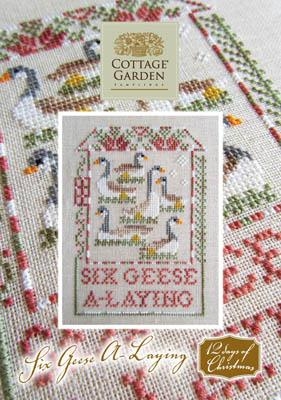 Stickvorlage Cottage Garden Samplings - Six Geese A Laying