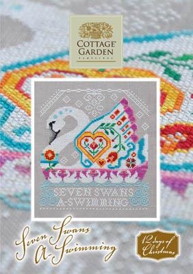 Stickvorlage Cottage Garden Samplings - Seven Swans A Swimming