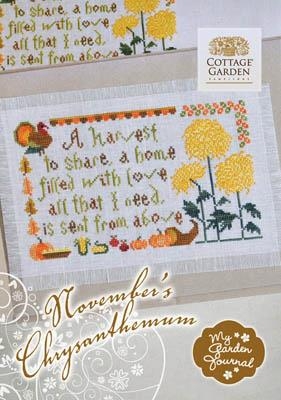 Stickvorlage Cottage Garden Samplings - Novembers Chrysanthemum