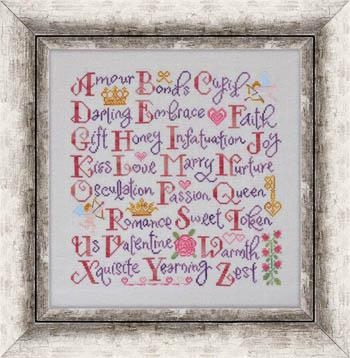 Stickvorlage Cottage Garden Samplings - Valentines Sampler