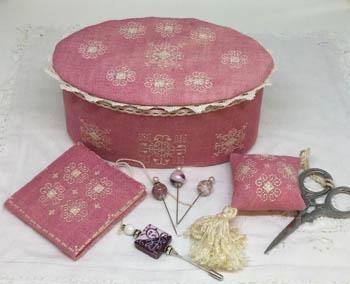 Stickvorlage MTV Designs - CaRosada Pink Sewing Box & Lace From Venice