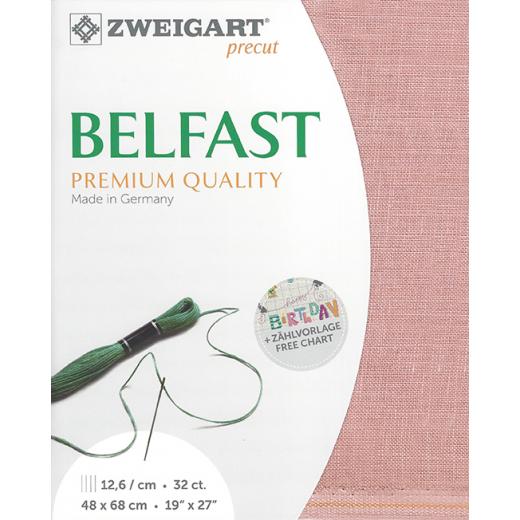 Zweigart Belfast Leinen 32ct - Farbe 4042 ash rose (Precut 48x68 cm)